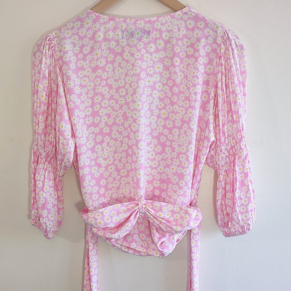 🌸 Faithfull The Brand Bisset Pink Daisy Floral Crop Top  Size XS - 2 - Picture 6 of 12